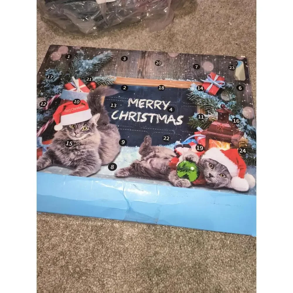 Merry Christmas Advent Calendar For Your Cat 24 Toys Fake Mouse Rattles
